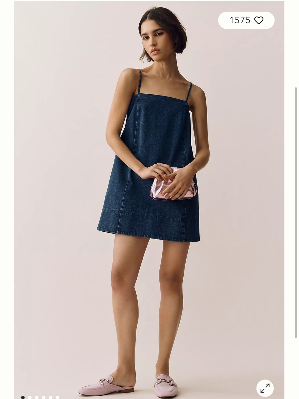 Anthropologie Mare Mare Cotton Denim Square-Neck Mini Dress